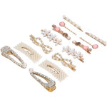 14 barrettes � perles imitation pour femmes, �l�gantes avec surface lisse, accessoire capillaire