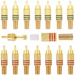 14 pi�ces connecteurs rca plaqu�s or, adaptateurs audio vid�o rca m�les pour c�ble coaxial