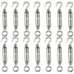 14 pi�ces tendeur de fil de tendeur m4 crochet et oeil tendeur de tendeur 304 tendeurs en acier inoxydable ...