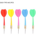 15 fl�chettes de pr�cision avec pointes aiguis�es, multicolores - rouge, jaune, vert, violet, bleu