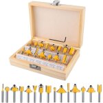 15 pices coffret fraise dfonceuse, fraise defonceuse 6, 35 mm en carbure de tungstne, coffret de fraises ...