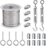 15m corde en acier inoxydable � suspendre kit, kit de c�ble m�tallique rev�tu de pvc avec m5 tendeur ...