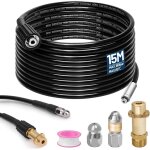 15m furet, 180 bar 60�c tuyau, deboucheur canalisation avec buse nettoyeur haute pression � jet et rotative ...