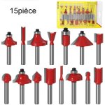 15pcs 6. 35mm tige fraises � d�foncer kit coffret fraise pour defonceuse en carbure de tungst�ne outil ...