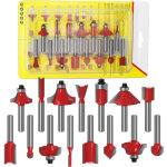 15pcs 6. 35mm tige fraises � d�foncer kit coffret fraise pour defonceuse en carbure de tungst�ne outil ...