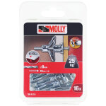 16 chevilles m�talliques � expansion � 4 x 33 mm avec vis m4 molly m14110 - xj