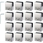 16 pcs pince verre 8 - 10mm en acier inoxydable 304 r�glable angulairement fixation miroir mural, pour ...