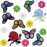 16 pices fleur broderie patch thermocollant, papillon broderie autocollant iron on patches stickers ...