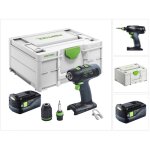 Festool t 18 + 3 basic perceuse - visseuse sans fil 18 v 50 nm brushless + 1x batterie 5, 0 ah + systainer ...