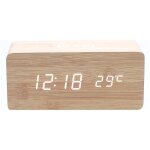 Cyslmuk - 1pc r�veil en bois beige avec chargeur sans fil qi compatible avec iphone samsung horloge num�rique ...