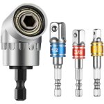 1pc foret � angle droit et 3pcs adaptateur douille 1 / 2 3 / 8 1 / 4  kit renvoi d'angle visseuse de ...