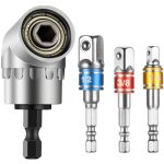1pc foret � angle droit et 3pcs adaptateur douille 1 / 2 3 / 8 1 / 4  kit renvoi d'angle visseuse de ...