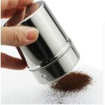 1pc sucre cacao chocolat shaker en acier inoxydable poudre de farine caf� avec tamiser mailles fines ...