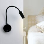 1w led lampe de chevet pour lire led lampe de lecture de cygne flexible (noir) applique murale liseuse ...