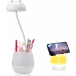2 en 1 lampe de bureau led + veilleuse, 5 niveaux de luminosit, lampe de lecture rechargeable avec porte ...