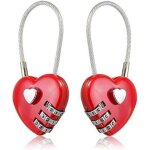 2 cadenas � c�ble m�tallique en c?ur avec serrure � combinaison num�rique r�initialisable pour valises ...