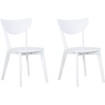 2 chaises de salle � manger blanches avec pi�tement en bois et id�ales pour cuisine ou salon au style ...