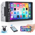 2 din autoradio wired mirror link fm, bluetooth, cran tactile 7' poste radio voiture camra de recul, ...