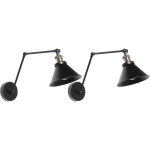 2 lampes de chevet appliques murales en m�tal noir avec abat - jour et bras r�glables e27 max 40w pour ...