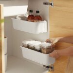 2 organisateurs de panier d'armoire de cuisine, glissez les tiroirs de rangement en plastique, sous l'vier, ...