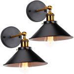 Axhup - 2 pack applique mural industrielle vintage e27 22cm lampe mural rglable 2 en 1 luminaire plafonnier ...