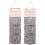 2 packs impermables  l?eau sacs de rangement suspendus muraux avec 3 poches (gris)