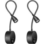 2 pack lampe chevet murale, lumi�res applique liseuse led col de cygne lumi�re 3w, 3000k blanc chaud ...