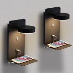 2 pack led applique murale intrieure avec interrupteur et interface usb, 12w applique de chevet tricolore ...