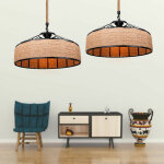 2pcs lustre suspension industriel e27 r�tro luminaire en corde de chanvre pour salon cuisine restaurant ...