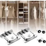 2 paires de porte coulissantes pour porte de garde - robe, roulette placard, roues rouleaux en alliage ...