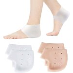 2 paires prot�ge talons en gel (blanc et nu), manches de talon silicone doux et respirant avec trous, ...