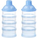2 pcs 4 couches portable bo�te de rangement de lait en poudre pour b�b� de voyage (bleu)
