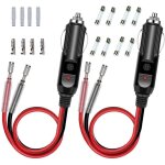 2 pcs adaptateur mle pour allume - cigare avec cble d'alimentation 16 awg 12v / 24v universel, pour ...