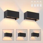 2 pcs appliques murales int�rieures - lampe murale ext�rieure noire � led, �tanche ip65, lumi�re blanche ...