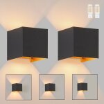 Gbly applique murale ext�rieure led up et down - lampe murale int�rieure noire et dor�e, �tanche ip65, ...