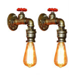 2 pcs applique murale r�tro fer forg� conduite d'eau lampe murale salon chambre industriel m�tal rouille ...