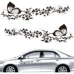 2 pcs autocollant voiture, stickers pour voiture avec motif papillons et fleurs, autocollant voiture ...