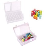 2 pcs boite bobine de fil couture avec 42 axes transparent bo�te � fil � coudre rangement bobine de fil ...