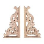 Tlily - 2 pcs gauche + droite (chaque 1 pcs) vintage en bois sculpt coin onlay meubles dcoration murale ...