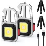 2 pcs mini lampe de travail portable, porte - cl�s lampe de poche �tanche lampes d'inspection rechargeable, ...