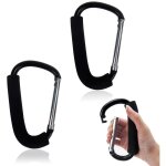 2 pcs mousquetons fixation grands noir crochet  clip en mtal noir camping alliage aluminium boucles ...