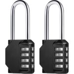 2 pcs (noir) cadenas code 4 chiffres long, alliage de zinc cadenas � combinaison antirouille cadenas ...