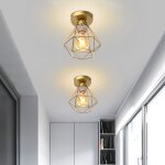 2 pcs plafonnier en m�tal cage diamant e27 r�tro industrielle lustre suspension pour couloir escalier ...