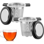 2 pcs tea strainers for loose tea stainless steel tea steeper large capacity tea infuser fine mesh tea ...