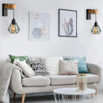2 pices applique murale industrielle cage, clairage mural interieur, rtro applique murale en mtal ...