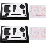 2 pi�ces carte multifonction de survie 11 en 1 outil multifonction au format de carte de cr�dit outil ...