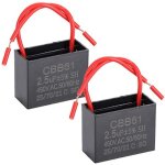 2 pi�ces condensateur de ventilateur de plafond 2. 5 uf 450v ac cbb61 moteur 50 / 60 hz, sans polarit�, ...