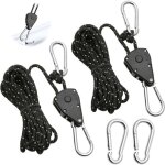 2 pi�ces corde � cliquet r�glable 4m, poulie � cliquet noir 1 / 8 avec 2 replacement crochets, tendeur ...