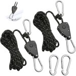 2 pi�ces corde � cliquet r�glable 4m, poulie � cliquet noir 1 / 8 avec 2 replacement crochets, tendeur ...