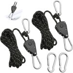 Ersandy - 2 pièces corde à cliquet réglable 4m, poulie à cliquet noir 1 / 8 avec 2 replacement crochets, ... Ersandy - 2 pièces corde à cliquet réglable 4m, poulie à cliquet noir 1 / 8 avec 2 replacement crochets, ...